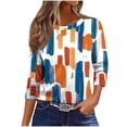 thumbnail image 6 of Levmjia Womens Tops Fashion 3/4 Sleeve T Shirt Casual Loose Fit Floral Printed Pullover Soft Polyester Round Neck Comfortable Tee For Daily Wear, 6 of 9