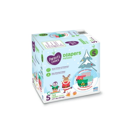 Parents Choice Baby Diapers Holiday Limited Edition, Size 5, 54 Diapers