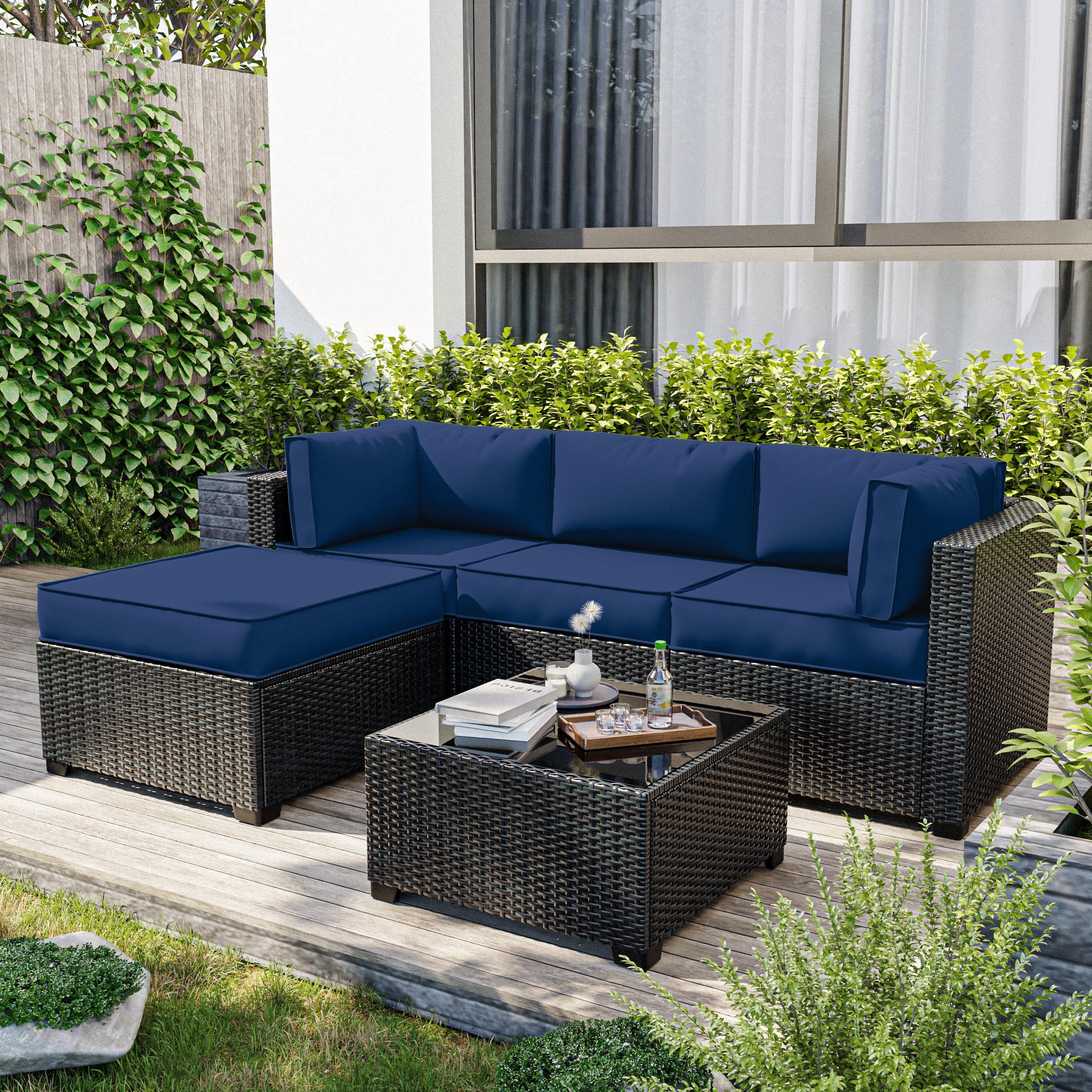 Snubbull 9 Pcs Outdoor Patio Cushion Covers with 4 Size, Waterproof & Zippered, Blue