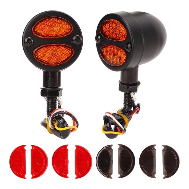 Indicator Blinker, Energy Saving Dual Color Motorcycle Turn Signal Light High Brightness Multifunction For Motorbike Black,Electroplating