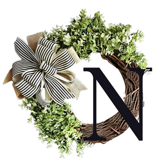 Teissuly New Door Sign for Front Door Porch Decor with Eucalyptus Leaves - Wreath Sign Hanging for Lovers Christmas Decoration Housewarming Gift
