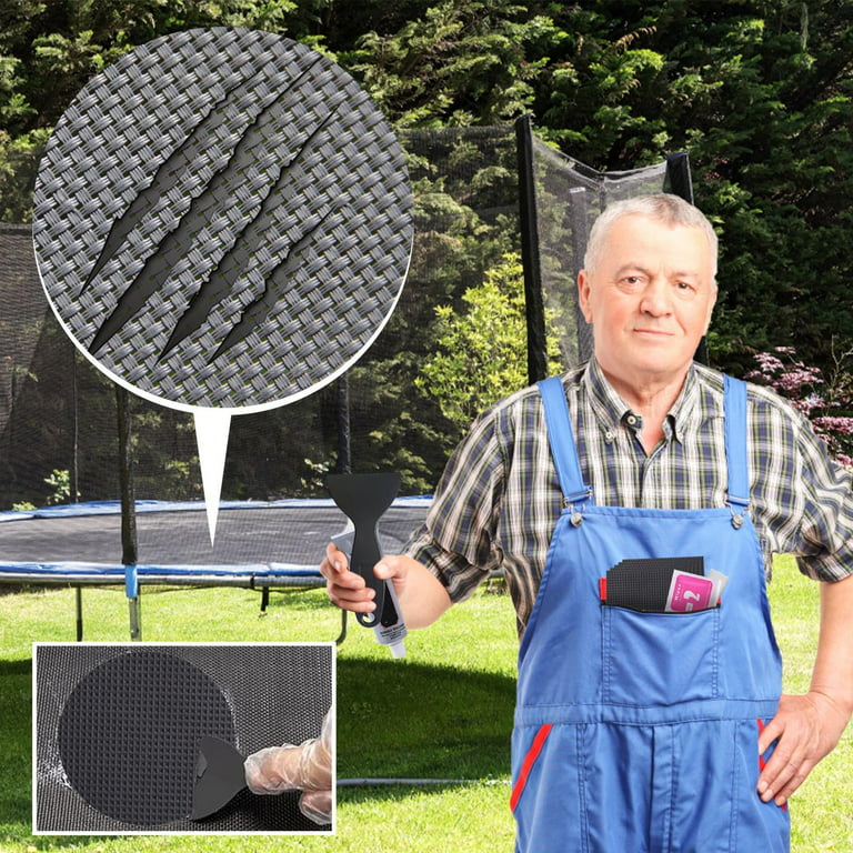 Trampoline Patch Repair Kit 4x4in Repair Trampoline Tent Mat Tears & Holes  Square Glue On Patches