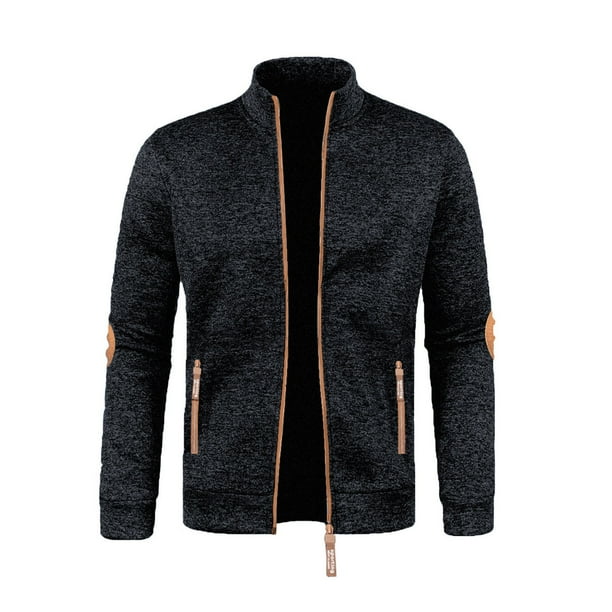 pstuiky manga larga para hombre, Chaqueta tipo cárdigan con cremallera y cuello alto de manga larga de color liso para hombre camisetas de hombre m