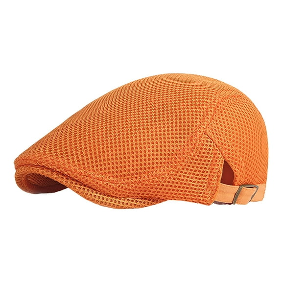 Riforla Women Summer Thin Retro Hollow Mesh Breathable Adjustable Sun Cap Womens Hats Orange