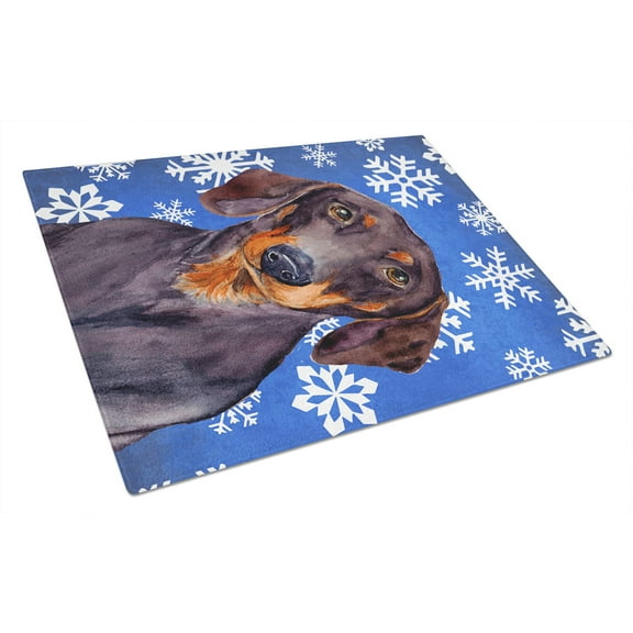 Carolines Treasures LH9268LCB Dachshund Winter Snowflakes Holiday Glass Cutting Board Large, 12H x 16W, multicolor
