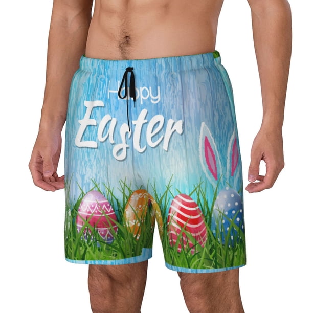 Fotbe Happy Easter Traje de Baño para Hombre – Shorts de Natación de Secado Rápido con Forro y Bolsillos-XX-Large