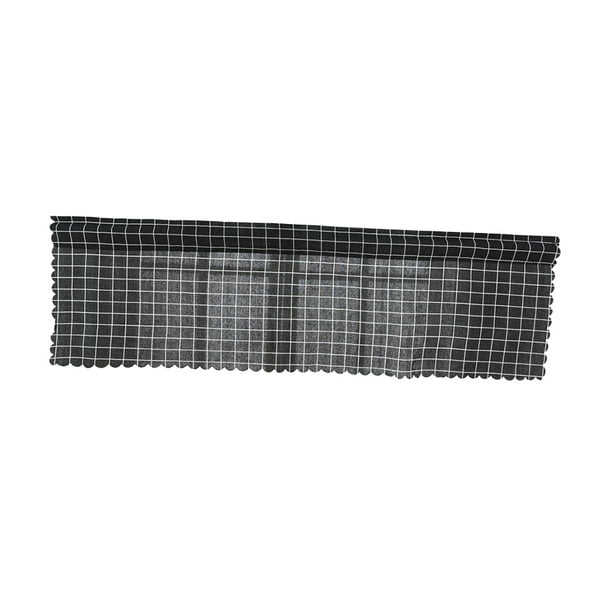 Cortinas cortas con varillas estilo cuadros elegantes para el hogar y la oficina. Cuadrícula negra