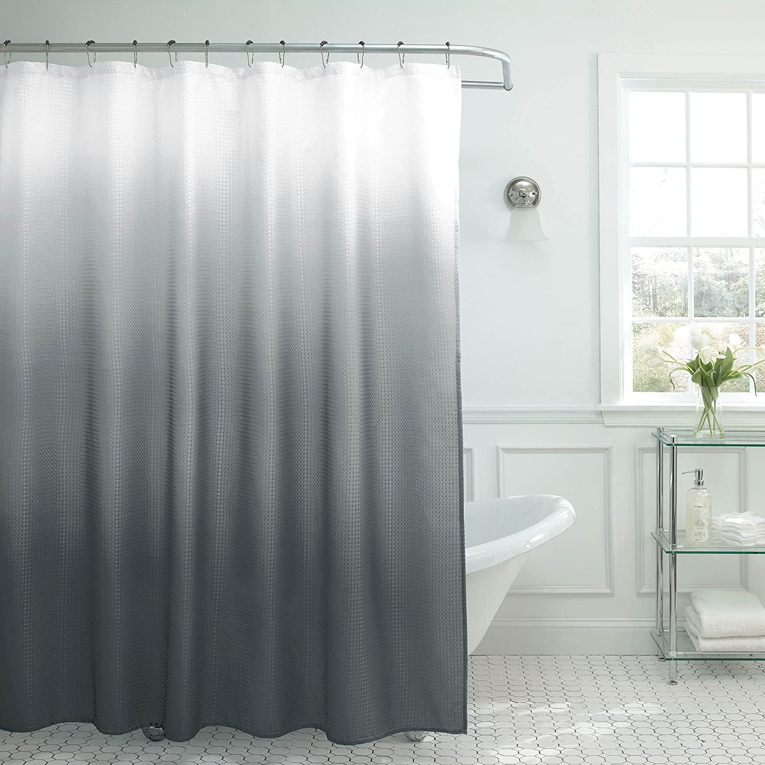 grey bathroom curtains