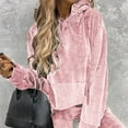 thumbnail image 4 of Women's Velvet Tracksuit Set Hoodie Sweatshirt with Pockets and Jogging Pants Warm Sweatsuit, 4 of 6
