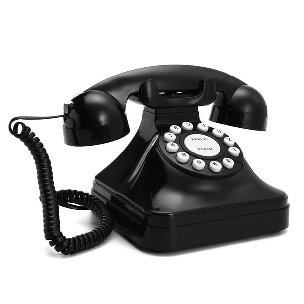 Vintage Black Telephone Retro Phone Wired Cored Landline Desk Model Home Decoration Antique Office Family Living Room Com Decoration Antique Retro Office Phone, Antique Black Desk Phone