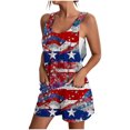 thumbnail image 2 of LOVZFMLL Shorts d'Été pour Femmes Imprimé Jour de l'Indépendance avec Poches Multicolore TTG, 2 of 5