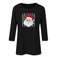 thumbnail image 4 of Gamivast Christmas Tshirts Women Casual 3/4 Sleeve Shirts Dressy Round Neck Holiday Blouses Loose Fitted Santa Printed Party Tops Trendy Winter Fashion Outfits 2025, 4 of 5