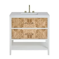 James Martin Vanities 36" Single Vanity, Light Mappa Burl and Polished White