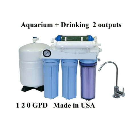 Koolermax AR-125 6-stage 120GPD Reverse Osmosis RO + DI water filter system for Aquarium and Home Drinking