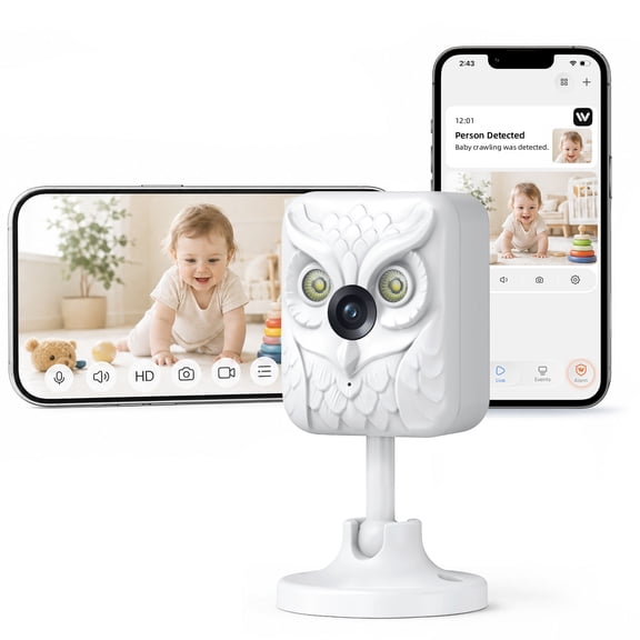 Kazilan 2K Baby Monitor, Nanny/Pet Camera with Color Night Vision & 5GHz/2.4GHz WiFi, Indoor Home Security Camera with Two-Way Talk, Motion Tracking, Siren Alarm