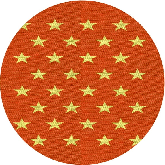 Ahgly Company Indoor Round Patterned Orange Red Orange Area Rugs, 6' Round
