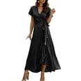 thumbnail image 3 of Wangscanis Women Short Sleeve Dresses Irregular Hem Adjustable Belt Summer, 3 of 10