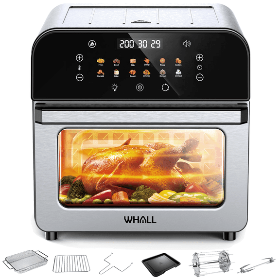 WHALL 12QT Touchscreen Air Fryer Toaster Oven, 12 Pre-set Menus, Clear Window, Less Oil