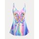 thumbnail image 1 of Tank Top de Color Degradado con Estampado de Mariposa en Talla Extra Rosegal  Camisetas sin mangas de talla grande, 1 of 5