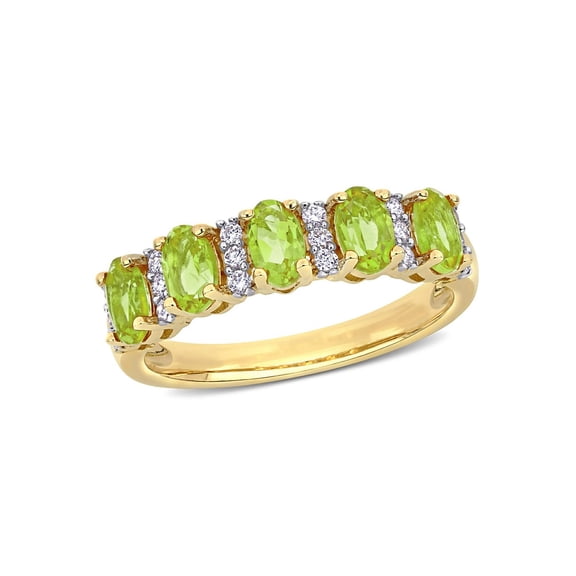 Gem & Harmony 1.20 Carat (Ctw) Peridot Semi-Eternity Band Ring 14K Yellow Gold for Women