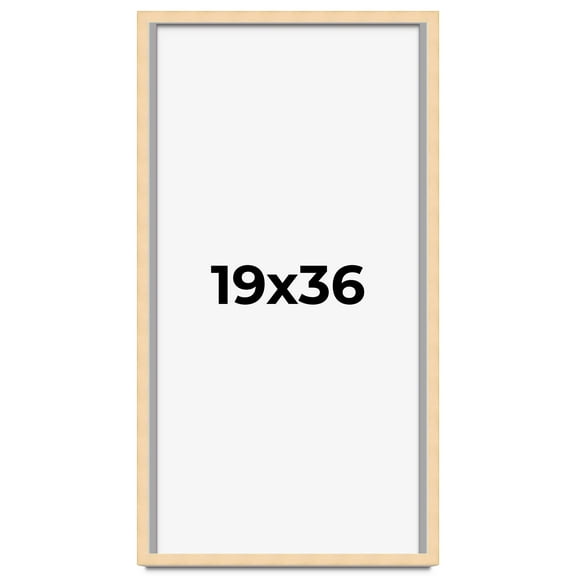 19x36 Frame Natural Wood Picture Frame | 0.75 Inch Moulding Width | with UV Acrylic Plexiglass,