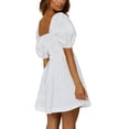 thumbnail image 6 of hirigin Women Dress, Short Sleeve V Neck Solid Color Buttons Casual Party Club Street Spring Short Dress, White, 6 of 8