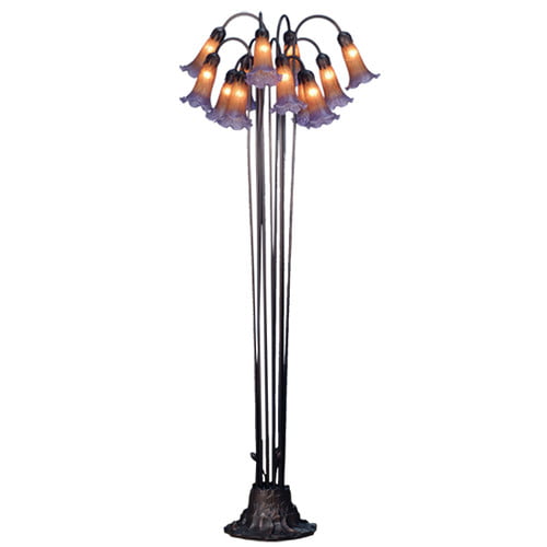 60"H Amber/Purple Pond Lily 12 Light Floor Lamp