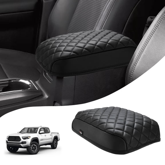 KBH Center Console Cover for 2016-2023 Toyota Tacoma Interior Accessories, Black Leather Middle Console Armrest Cover for Truck