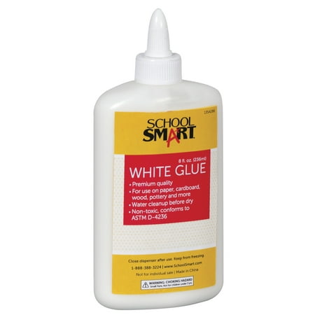 School Smart White School Glue  8 oz Squeeze Bottle  Pack of