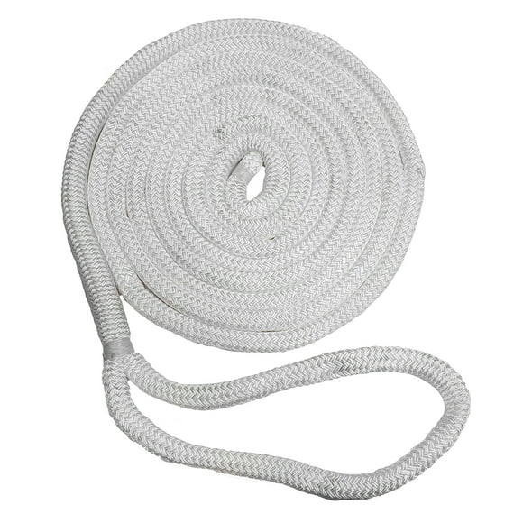 New England Ropes Línea de muelle trenzada doble de 3/8" - Blanco - 25'