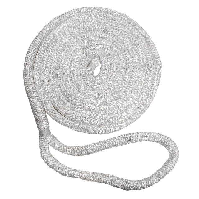 New England Ropes Línea de muelle trenzada doble de 3/8" - Blanco - 25'