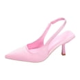thumbnail image 6 of Slingback Kitten Heels for Women Solid Color Pointed Closed Toe Elastic Band Slides Wedding Prom Party Dress Shoes Pumps Pink Size 6.5, 6 of 6