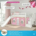 thumbnail image 6 of Low Loft With Stairs, Easy Slide & Light Pink & Gold Princess Curtain, White, 6 of 12