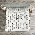 thumbnail image 3 of Ambesonne Black White Quilted Bedspread Set 3 Pcs, Sketch Shape, King Size, Black and White, 3 of 3