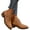 Brown, variant on Womens Ankle Boots Fashion Stacked Heel Short Chelsea Boots Slip On Pointed Toe Studded Strap Fall Booties Beige Size 5.5