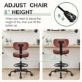 thumbnail image 4 of Primy Drafting Office Chair with Backrest - Adjustable Rolling Stool | Armless Office & Bar Height Chair | PU Leather with Thick Cushion | for Home, Office, Salon, Kitchen, Shop, Brown, 4 of 11
