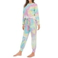 thumbnail image 4 of SWSMCLT Women's Cotton Pajama Set Tie Dye Soft 2 Piece Loungewear Sleepwear Warm Sleeping Set Long Sleeve Long Pants Lounge Set Lightweight Fall Winter Pink Small, 4 of 5