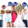 thumbnail image 6 of 4 Pack Cheerleader Pom Poms,Sports Dance Cheer Plastic Pom Poms,Dancers Pull Cheerleading Balls,Hand-Tied Cheerleading Pom Poms,Light and Reliable Cheerleading Pom Poms (Blue & Silver), 6 of 7