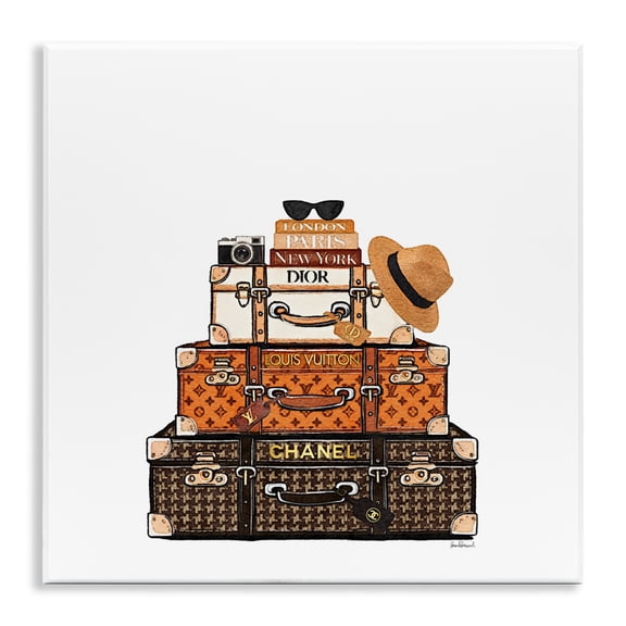 Stupell Industries Luxury Travel Luggages Wall Plaque Art design by Amanda Greenwood, 12 x 12