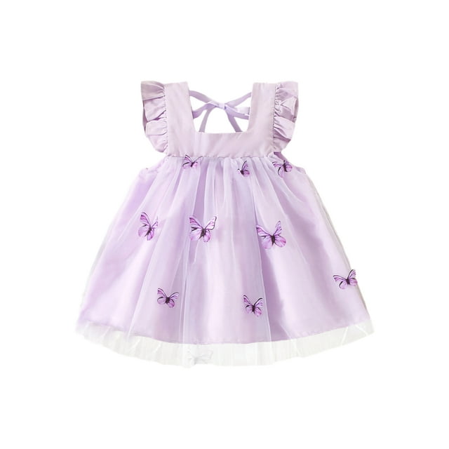 Fortune Infant Baby Girls Tulle Dress Summer Fly Sleeve Butterfly Tutu Dresses