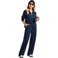 thumbnail image 5 of 2 Piece Sets for Women Stand Collar Zip Top and High Waist Wide Leg Pants, 2XL, 5 of 6