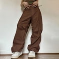 thumbnail image 2 of Pantalones deportivos informales de cintura alta con botones para mujer Pompotops ulkah939959, 2 of 9