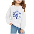 thumbnail image 3 of Girls Snowflake Print Crewneck Sweatshirt, Soft Long Sleeve Pullover Top for Kids, Casual Winter Fleece Lined Sweater Shirt for School Daily Wear, 3 of 6