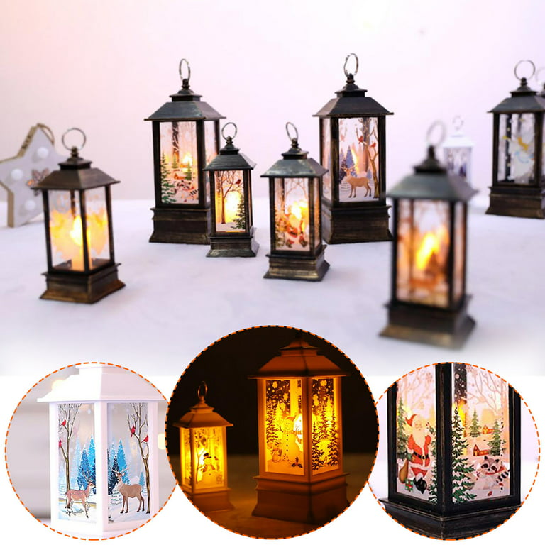 Xmmswdla Vintage Style Lantern,Flickering Flame Effect Tabletop Lantern Indoor/Outdoor Hanging Lantern,Decorative Candle Lantern Christmas Lights