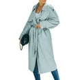 thumbnail image 2 of Kmbangi Women's Double Breasted Long Trench Coat Windproof Overcoat with Belt, 2 of 9