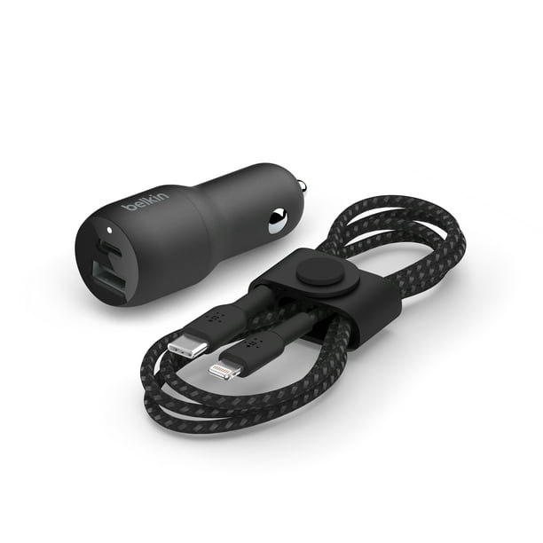 Belkin BOOSTCHARGE USB C + USB A Car Charger w/ 5ft USB C to A Cable