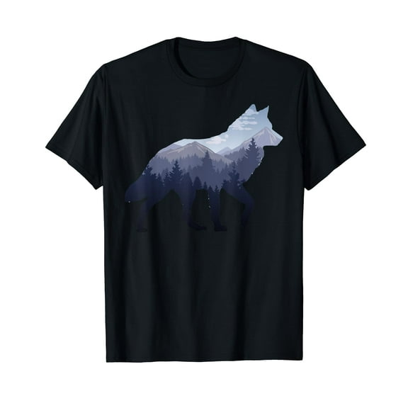 Lone Wolf Survives The Mountain Silhouette Art T-Shirt