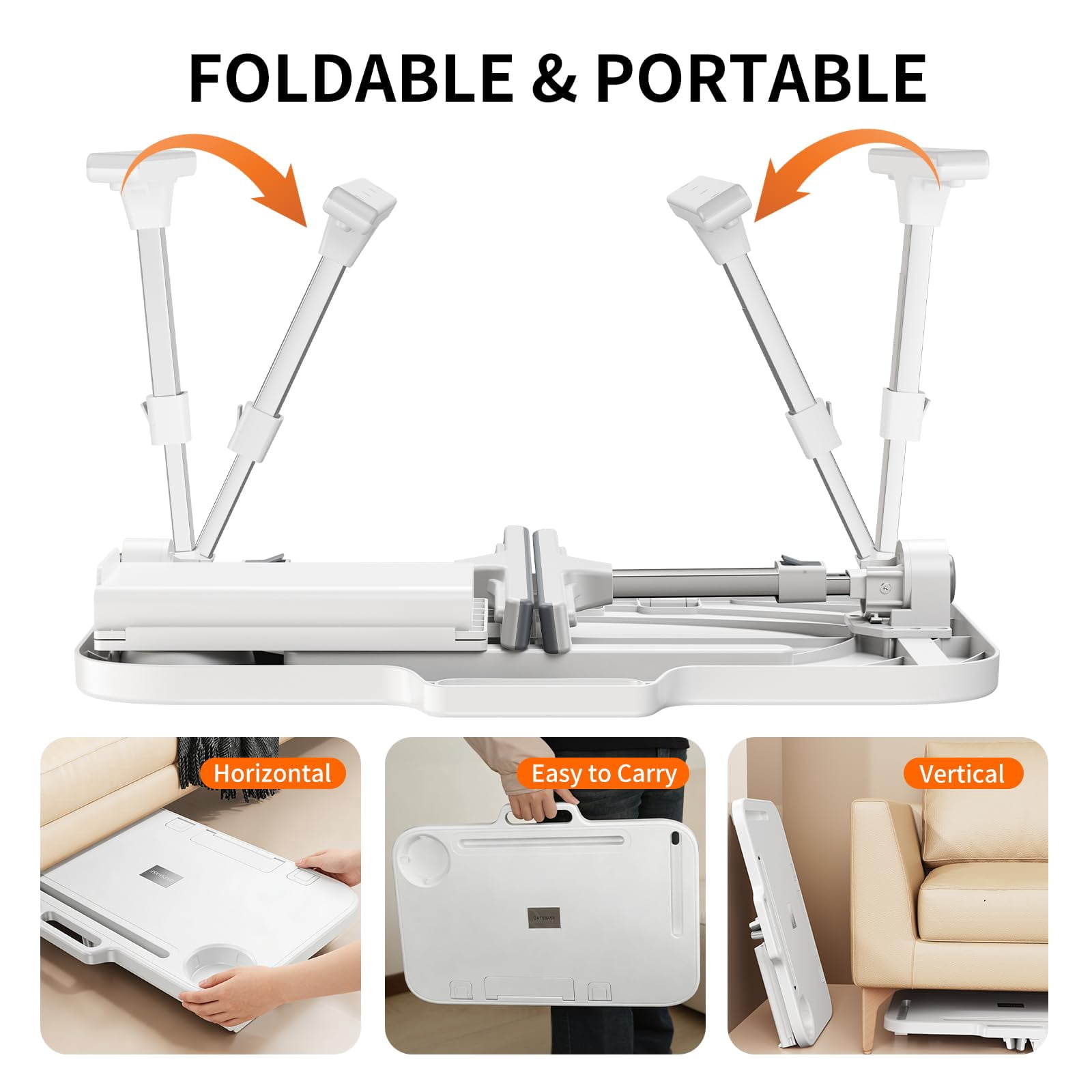 Laptop Desk Bed Table Adjustable Lap Tray Portable Folding Couch With Bookstand & Storage Drawer Car Rear Seat Sofa Floor Stand For Adult Reading Writing Eating