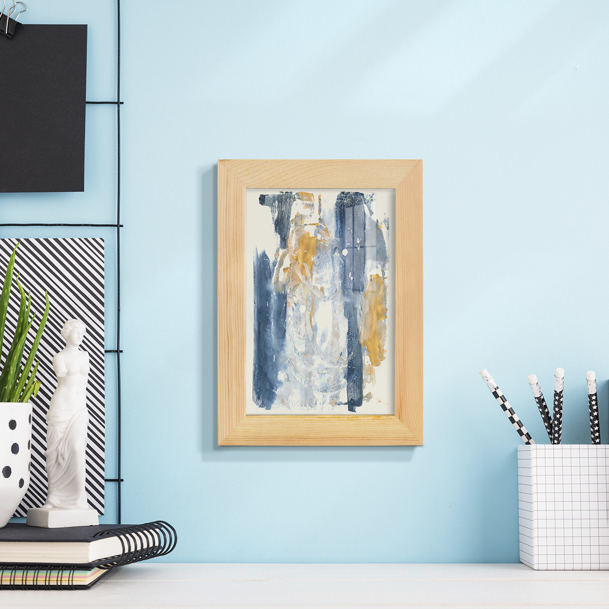 Circles & Dream II - Framed Print w/glass - Natural Wood