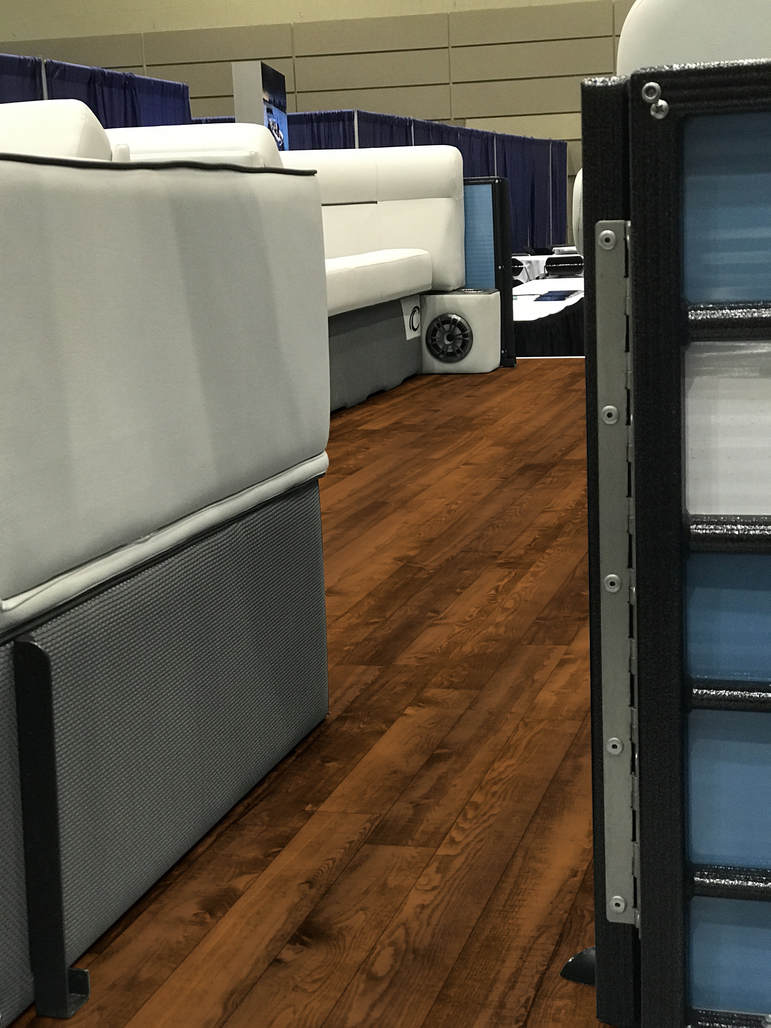 G-Floor Outdoor & Marine Vinyl Boat Flooring - 8.5' x 10' - Teak & Dark Holly Vertical Lines